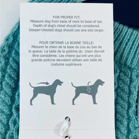 Shabby Chic | Knit Dog Sweater | Size M (see size chart photo) | Teal Green NWT - Picture 7 of 9
